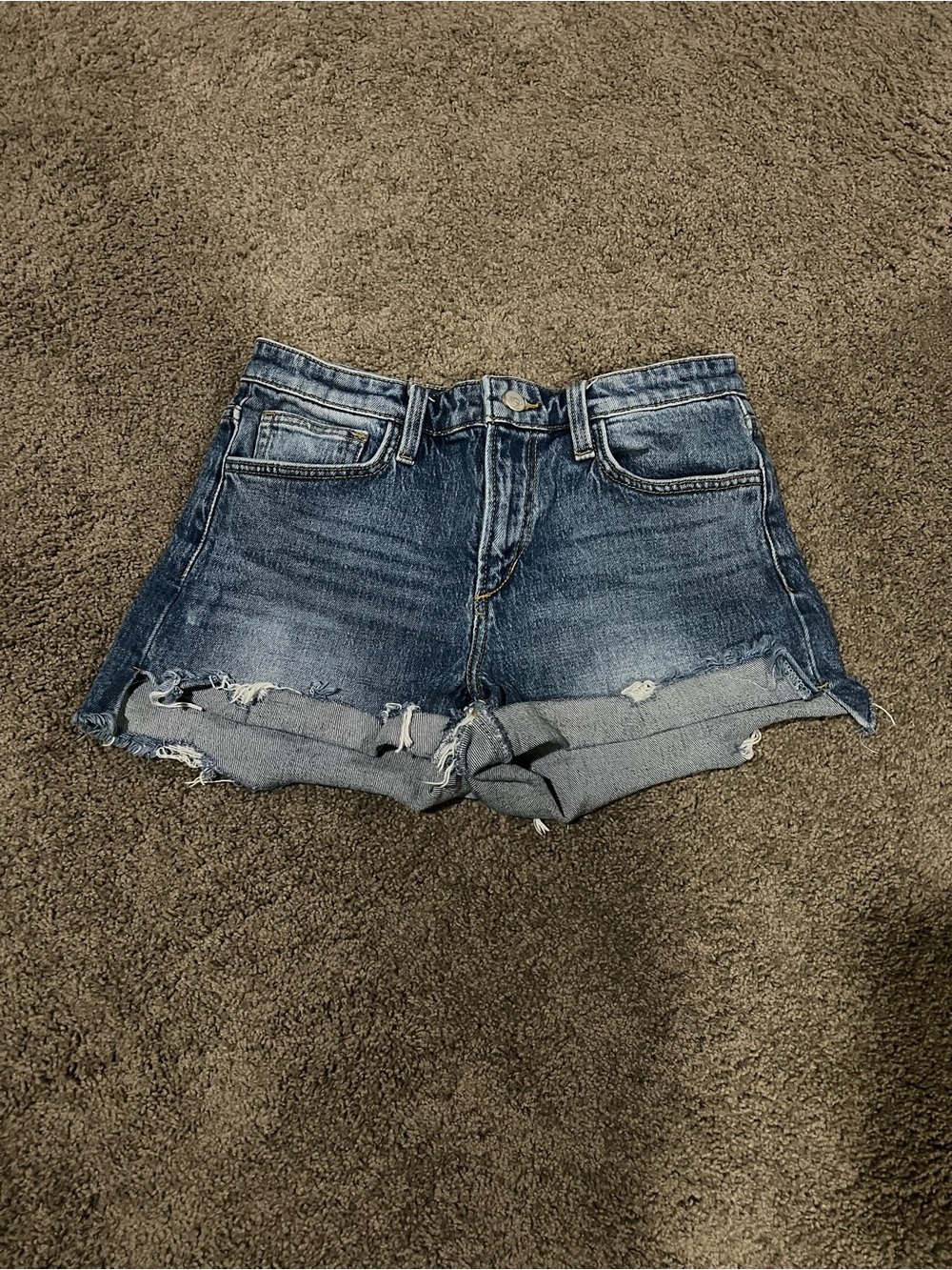 Joe's Jeans Distressed Blue Denim Rolled-Hem Shorts